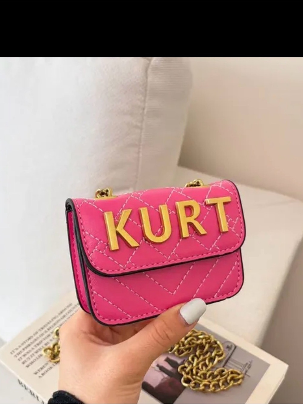 Kurt Geiger Hot Pink Quilted Mini Chain Crossbody